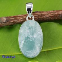 AQR987-Wholesale Natural Aquamarine Rough Gemstone With 925 Sterling Silver Plain Setting Pendant Handmade